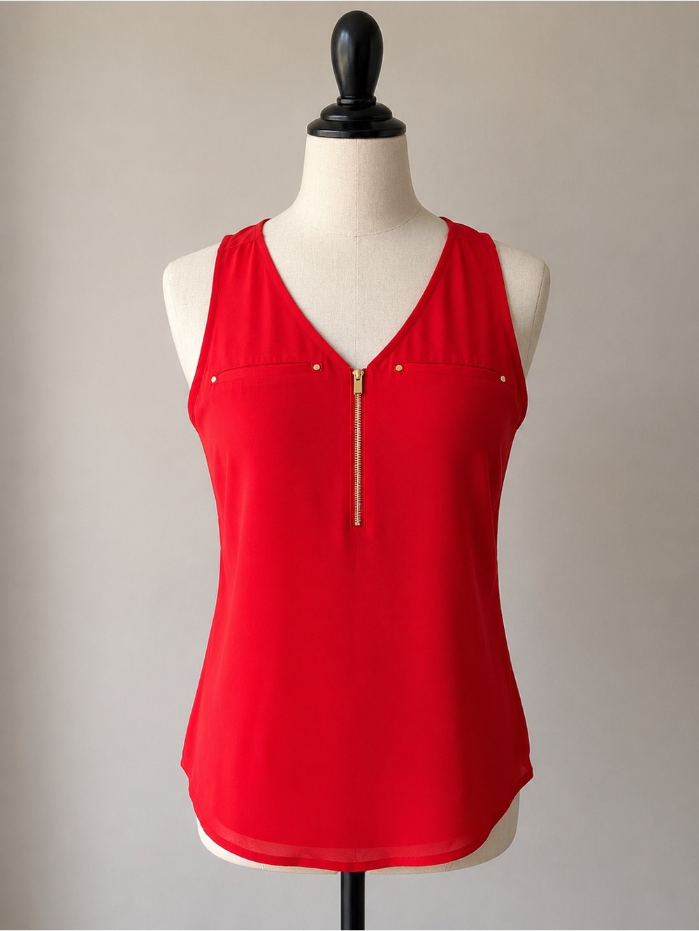 Express Red V-Neck Sleeveless Zip-Front Camisole-NWT